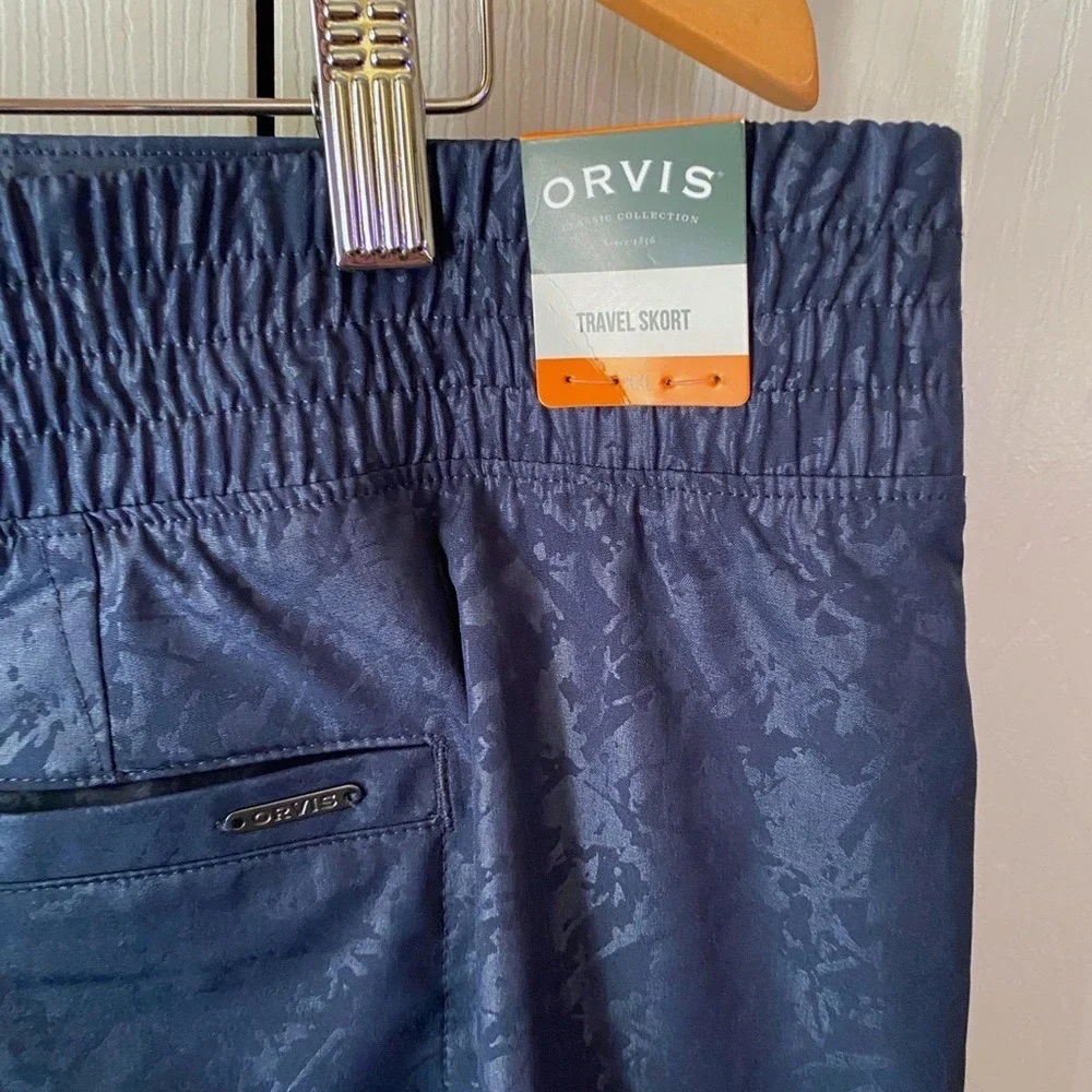 🆕 ORVIS Blue Shattered Glass Embossed Print Pickleball Pull-On Travel Skort XXL
